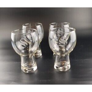 VTG Set 4 Stackable Beer Glasses 14oz MCM Monogram S Retro Barware Glassware‎